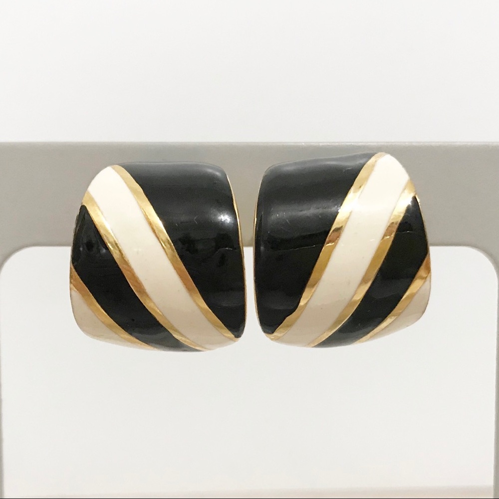 • Vintage • Enamel Stripe Earrings